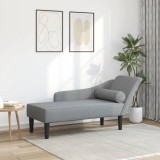 VidaXL Șezlong cu perne, gri deschis, material textil