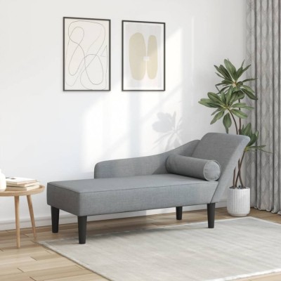 vidaXL Șezlong cu perne, gri deschis, material textil 4007596 foto