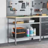 VidaXL Masă de lucru &icirc;n Gri, 100x55x85 cm, Fabricată din Oțel și Lemn prelucrat