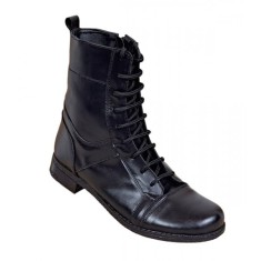 Ghete dama casual, din piele naturala, fermoar, imblanite, Negru ROV217N