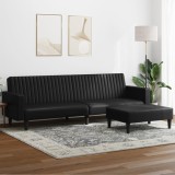VidaXL Set de canapele, 2 piese, negru, piele ecologică