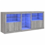 Servanta cu lumini LED, gri sonoma, 181,5x37x67 cm