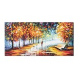 Tablou gigant pictat manual, Pe drumul meu, 140x70cm ulei pe panza in cutit efect 3D, gata de expus pe perete