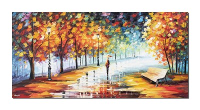Tablou gigant pictat manual, Pe drumul meu, 140x70cm ulei pe panza in cutit efect 3D, gata de expus pe perete foto