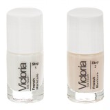 Set Lacuri de Unghii, Victoria, French Manicure, Capacitate 2x11ml, Alb și Roz-Bej