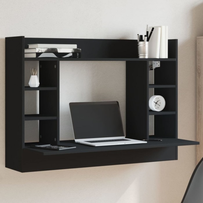vidaXL Birou montat pe perete, negru, 105x48x75 cm, lemn prelucrat 847969