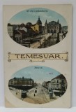 TIMISOARA , STRADA GARII si PIATA KUTTEL , CARTE POSTALA ILUSTRATA , INCEPUTUL SEC. XX