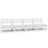 Set mobilier de gradina, 4 piese, alb, lemn masiv de pin