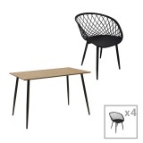 Cumpara ieftin Set de 5 buc masa si scaune Ezra Cuba pp mdf culoare negru 120x70x76 cm