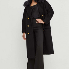Elisabetta Franchi palton de lana culoarea negru, de tranzitie, oversize