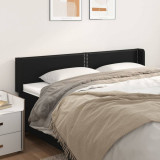 VidaXL Tăblie de pat cu aripioare negru 163x16x78/88cm piele ecologică