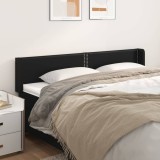 VidaXL Tăblie de pat cu aripioare negru 203x16x78/88cm piele ecologică