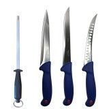 Cumpara ieftin Set profesional de macelarie, filetat, transat, injunghiat, dezosat, otel carbon, 3 cutite, masat pentru ascutit