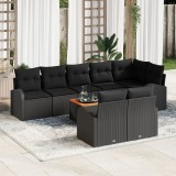 Gossi set de 9 piese canapea gradina cu perne negru poliratan acacia