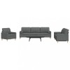 VidaXL Set de canapele cu perne, 3 piese, gri &icirc;nchis, material textil