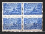 ARGENTINA 1956 - REGIUNEA PAMPA. FERMIER. TIMBRU IN BLOC DE 4 NESTAMPILAT, EW15