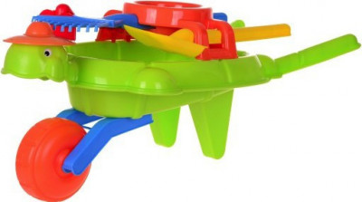 Roaba din plastic Mochtoys cu unelte pentru joaca in nisip, verde foto