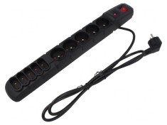Prelungitor cu 10 prize și protecție la supratensiune, 1.5M, Negru