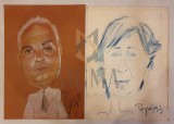 STEFAN POPA POPA&#039;S , AUTOPORTRET / CARICATURA , carbune /pastel, 1993