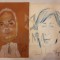 STEFAN POPA POPA&#039;S , AUTOPORTRET / CARICATURA , carbune /pastel, 1993
