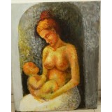 Tablou RavariuArt, acrilic pe panza, Maternitate, 40x50cm, neinramat, Casa noua