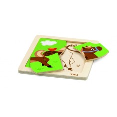 Puzzle din lemn din 4 piese mari - cal