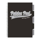 Caiet A4 cu spira si separatoare Pukka Pad Project Book, 200 file, matematica, negru