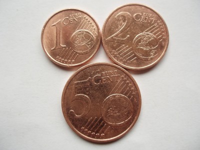 FRANTA - 1 EURO CENT 2015 + 2 EURO CENT 2007+ 5 EURO CENT 2008 LM1.01 foto