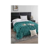 Cumpara ieftin Patura Cocolino cu Blanita Artificiala de Iepure pentru Pat Dublu, Turcoaz - JOJ621