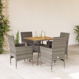 VidaXL Set mobilier grădină cu perne 5 piese gri poliratan/lemn acacia 3278714