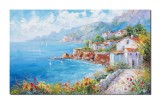 Cumpara ieftin Tablou living, dormitor 100x60cm peisaj mediteranean pictat manual, Colt de rai, ulei pe panza, Valentin Pop