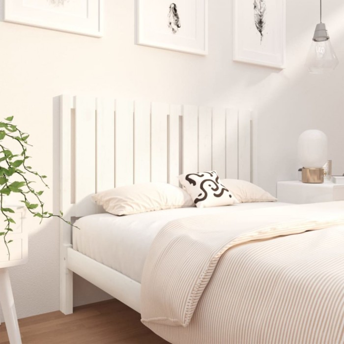 Gossi tablie de pat, alb, 125,5x4x100 cm, lemn masiv de pin
