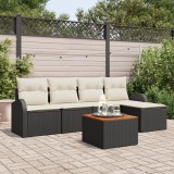 vidaXL Set de Canapele pentru Grădină 6 pcs Negru, alb Mare