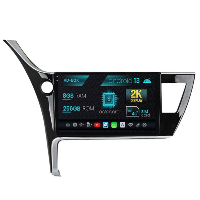 Navigatie Toyota Corolla Auris (2017-2020), Android 13, X-Octacore 8GB RAM + 256GB ROM, 10.36 Inch - AD-BGX10008+AD-BGRKIT079