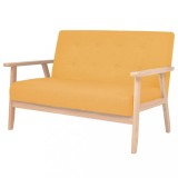 VidaXL Canapea cu 2 locuri, galben, material textil 244658