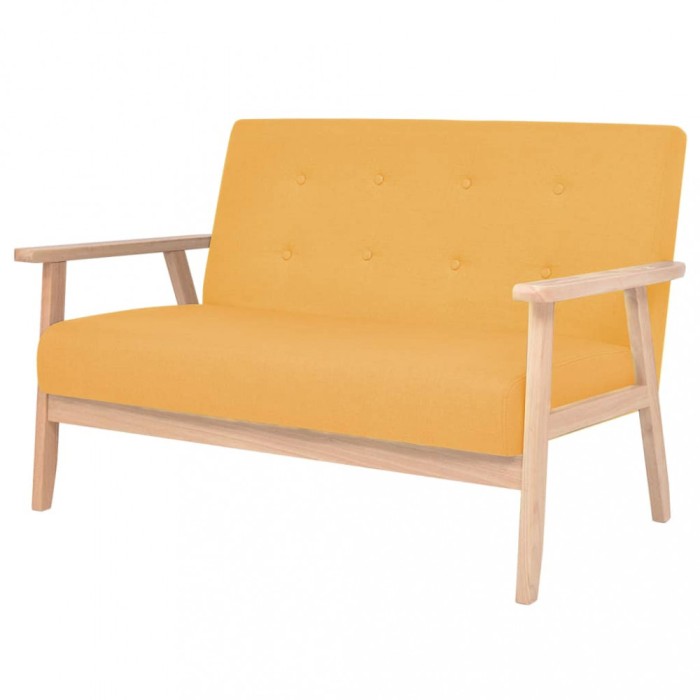 vidaXL Canapea cu 2 locuri, galben, material textil 244658