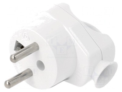 Conector alimentare AC alb 2P PE 250V 16A 3 pini foto