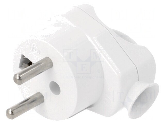 Conector alimentare AC alb 2P PE 250V 16A 3 pini