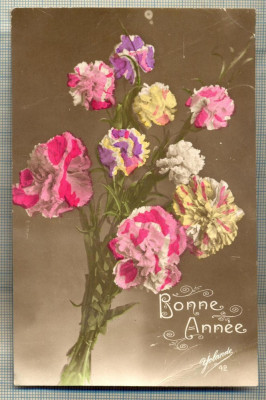 AD 154 C. P. VECHE - FELICITARE-,,BONNE ANNEE&amp;quot;-FRANTA-SCRISA 1918 foto