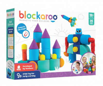 Set cuburi din spuma cu magnet Blockaroo, Castel 35 piese foto