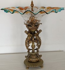 Sculptura in bronz, Centru de masa, stil Empire, zeul Atlas si Murano,