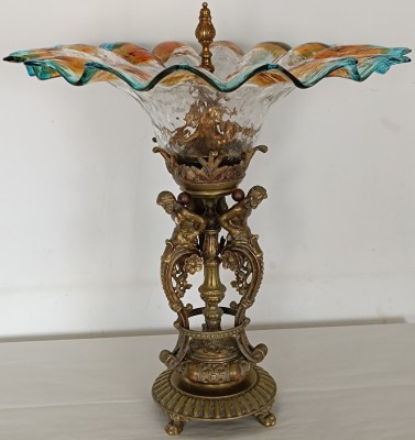 Sculptura in bronz, Centru de masa, stil Empire, zeul Atlas si Murano, foto