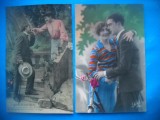 HOPCT 1689 CUPLU-ROMANTICA-FRANTA--LOT 2 CARTI POSTALE VECHI-CIRCULATE