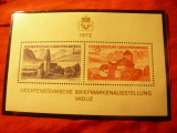 Colita Liechtenstein 1972 Targ Filatelic Liba &#039;72 Biserica Vaduz, Nestampilat