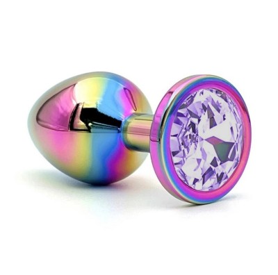 Dop Anal Metalic, Large, Multicolor, Piatra Mov Deschis, Guilty Toys foto