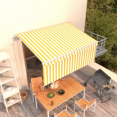 vidaXL Copertină retractabilă automat cu stor, galben&amp;amp;alb, 3,5x2,5 m foto