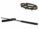 Cumpara ieftin Set Autoaparare: Baston Telescopic 66cm Otel Negru + Box Metalic Craniu. Compact, Usor, Rezistent. Idealstore