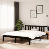 Cadru de pat, negru, 140x190 cm, lemn masiv, vidaXL