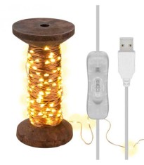 Fir 15m 150 micro LED alb cald 2700K 2W 3lm 5V cu cablu USB 3m si