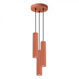 Lampă Suspendată Karbon Ocru Roșu Aluminiu 3 Becuri Tub Minimalist De Interior